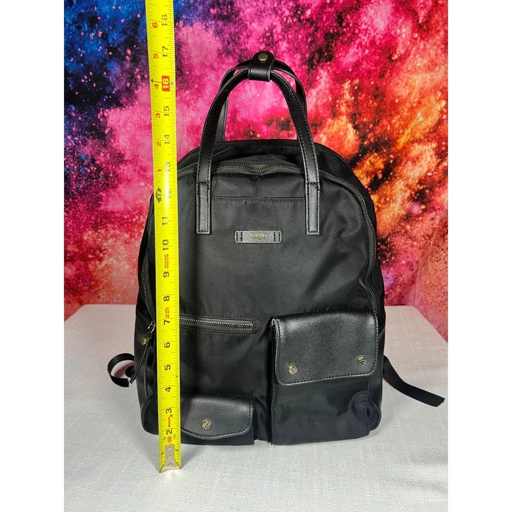 Tutilo New York Boost Black Nylon Backpack Gold Hardware Travel Commuter Bag